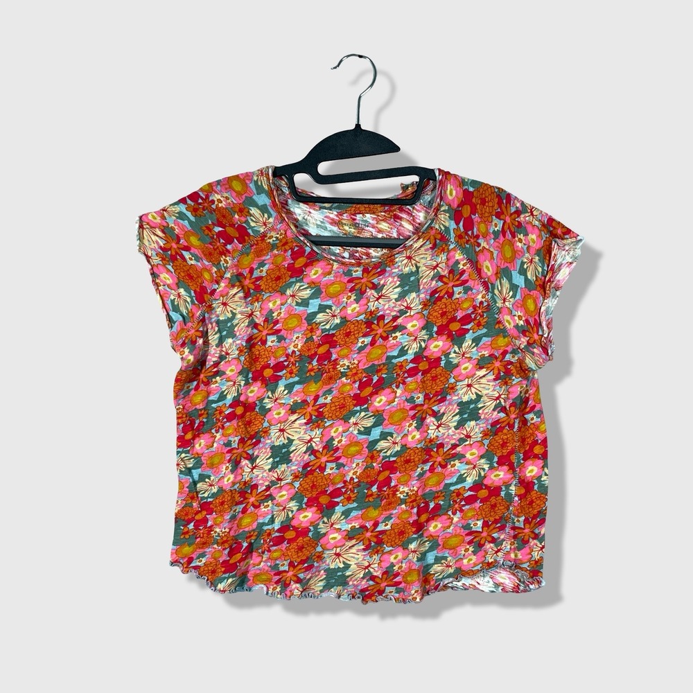 Natural Life Floral Tee Womens Medium Pink Boho Cottagecore Retro Lightweight